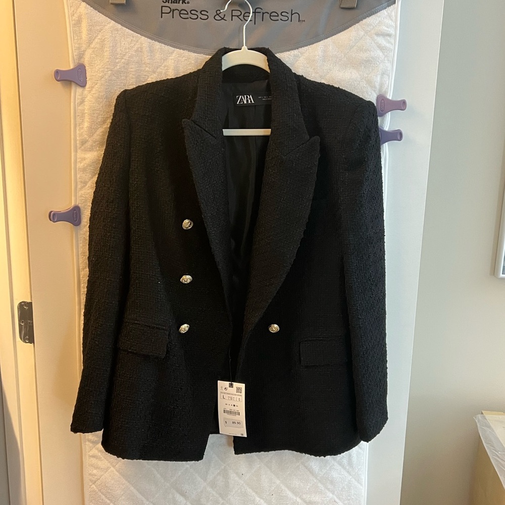 Zara Textured double breasted blazer